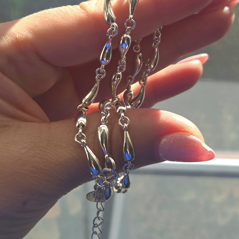 Tennis Necklage Chain Vintage. 925 Sterling Silver.Charm Necklace. Silver color